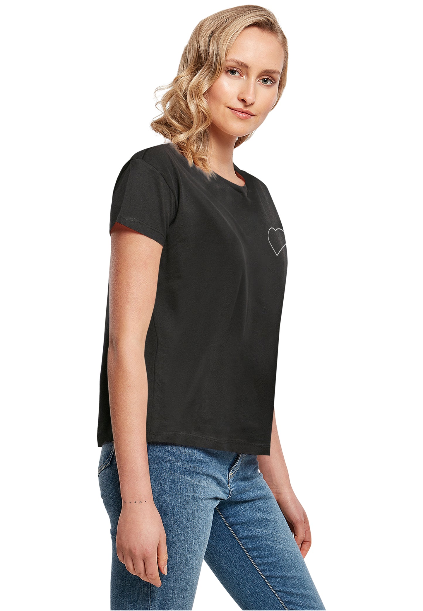 Ladies MHSS Herz Weiß 2 T-Shirt Black