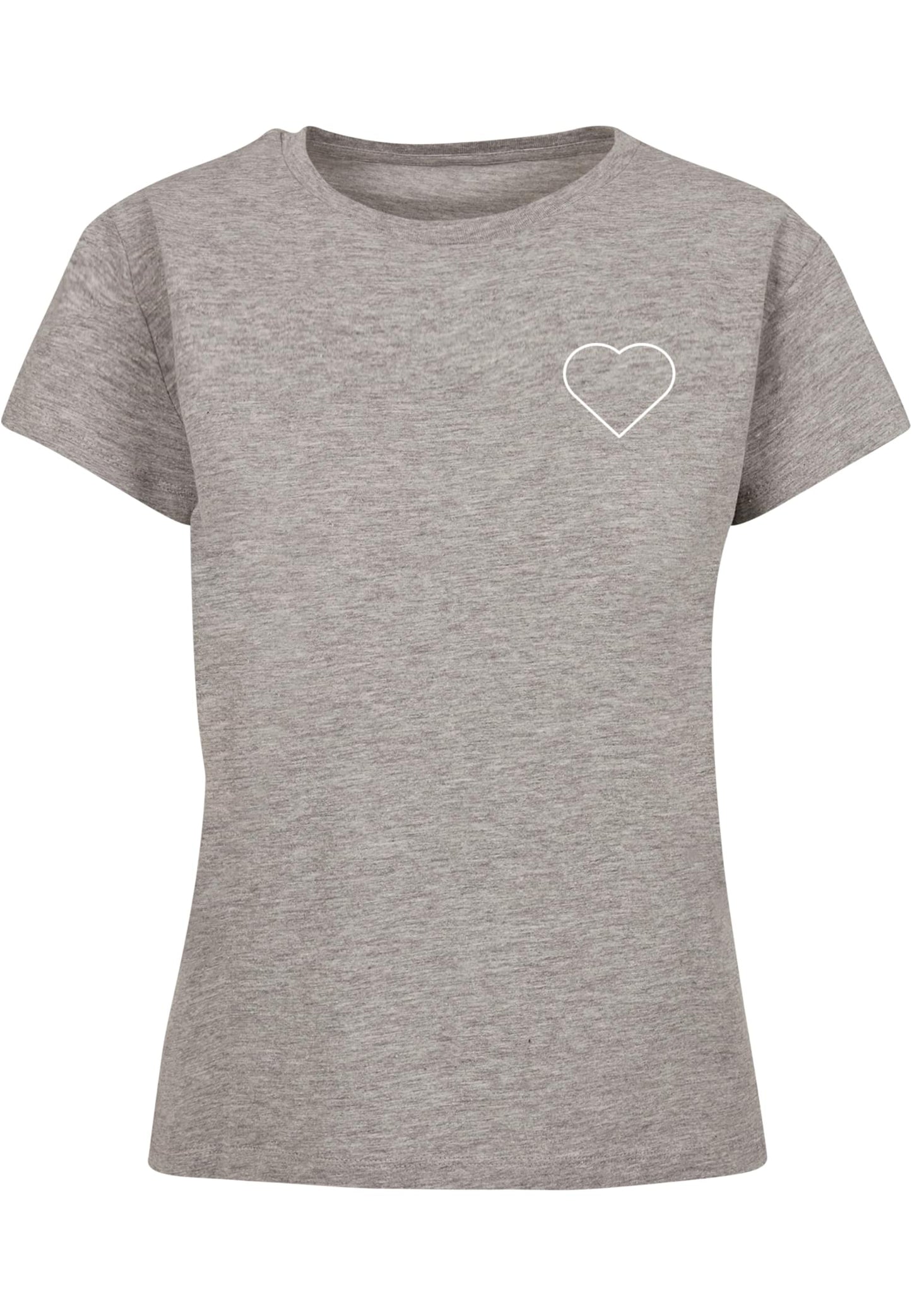 Ladies MHSS Herz Weiß 2 T-Shirt Heather Grey
