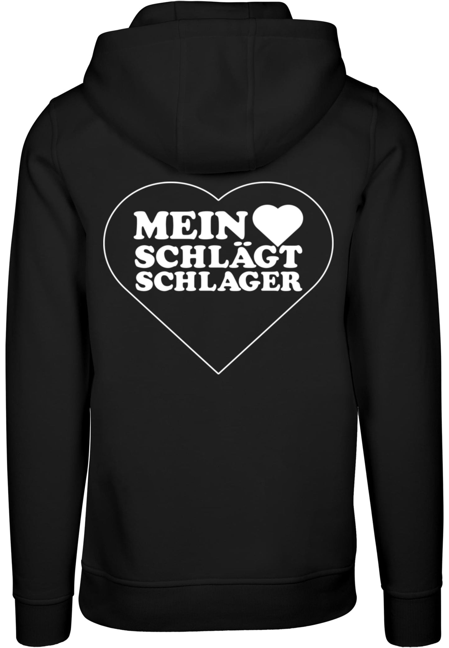 Schlager Herz Hoodie Schwarz mit Rückenprint