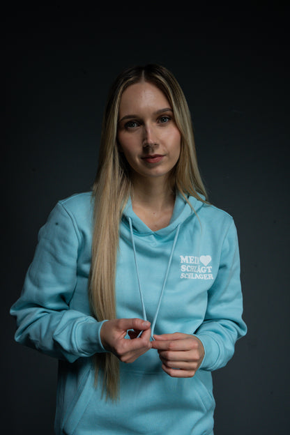 Schlager Logo Hoodie Blau mit kleinem Logo