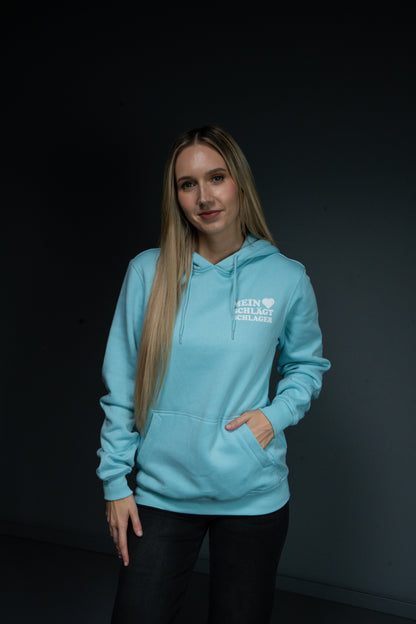 Schlager Logo Hoodie Blau mit kleinem Logo