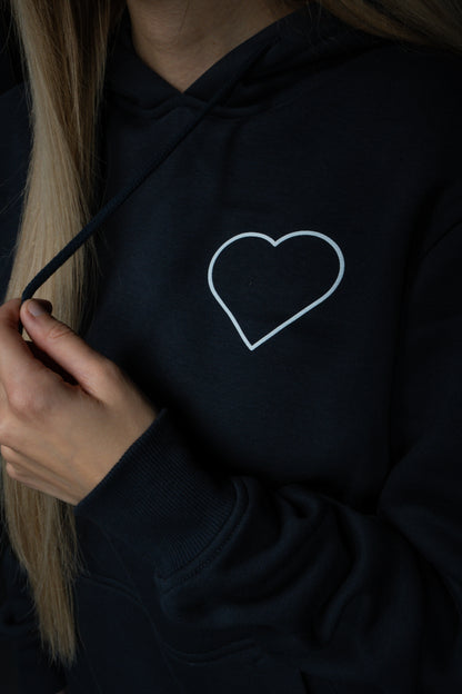 Schlager Herz Hoodie Schwarz mit Rückenprint