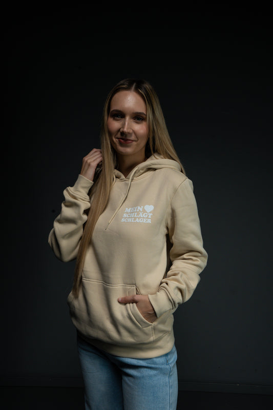 Schlager Logo Hoodie Sand mit kleinem Logo