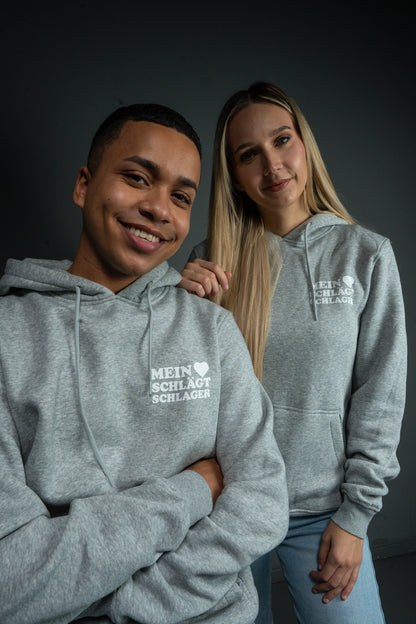 Schlager Logo Hoodie Hellgrau mit kleinem Logo