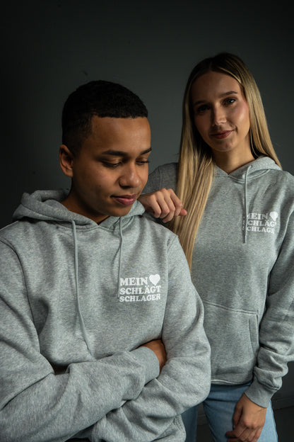 Schlager Logo Hoodie Hellgrau mit kleinem Logo