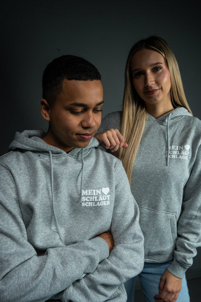 Schlager Logo Hoodie Hellgrau mit kleinem Logo