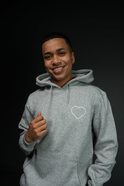 Schlager Herz Hoodie Grau mit Rückenprint