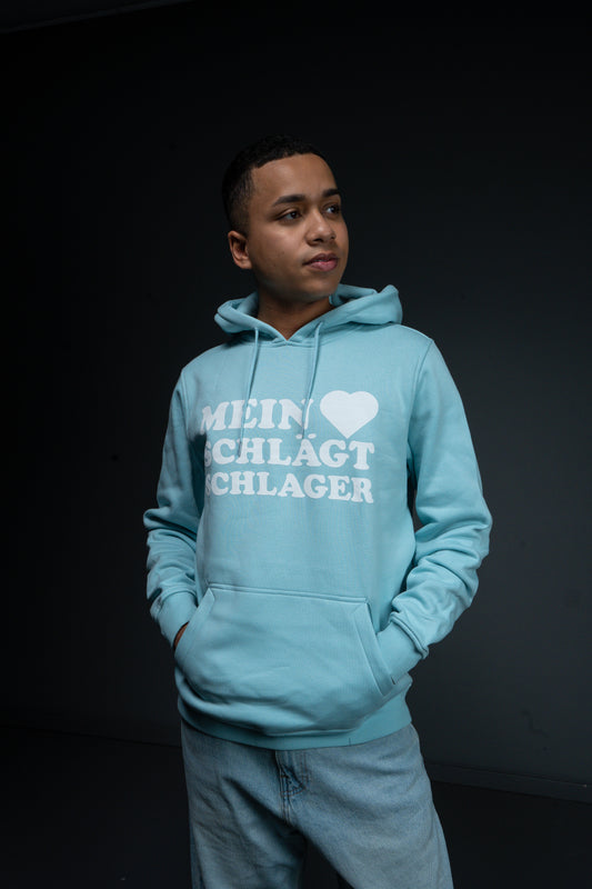 Schlager Logo Hoodie Blau mit großem Logo