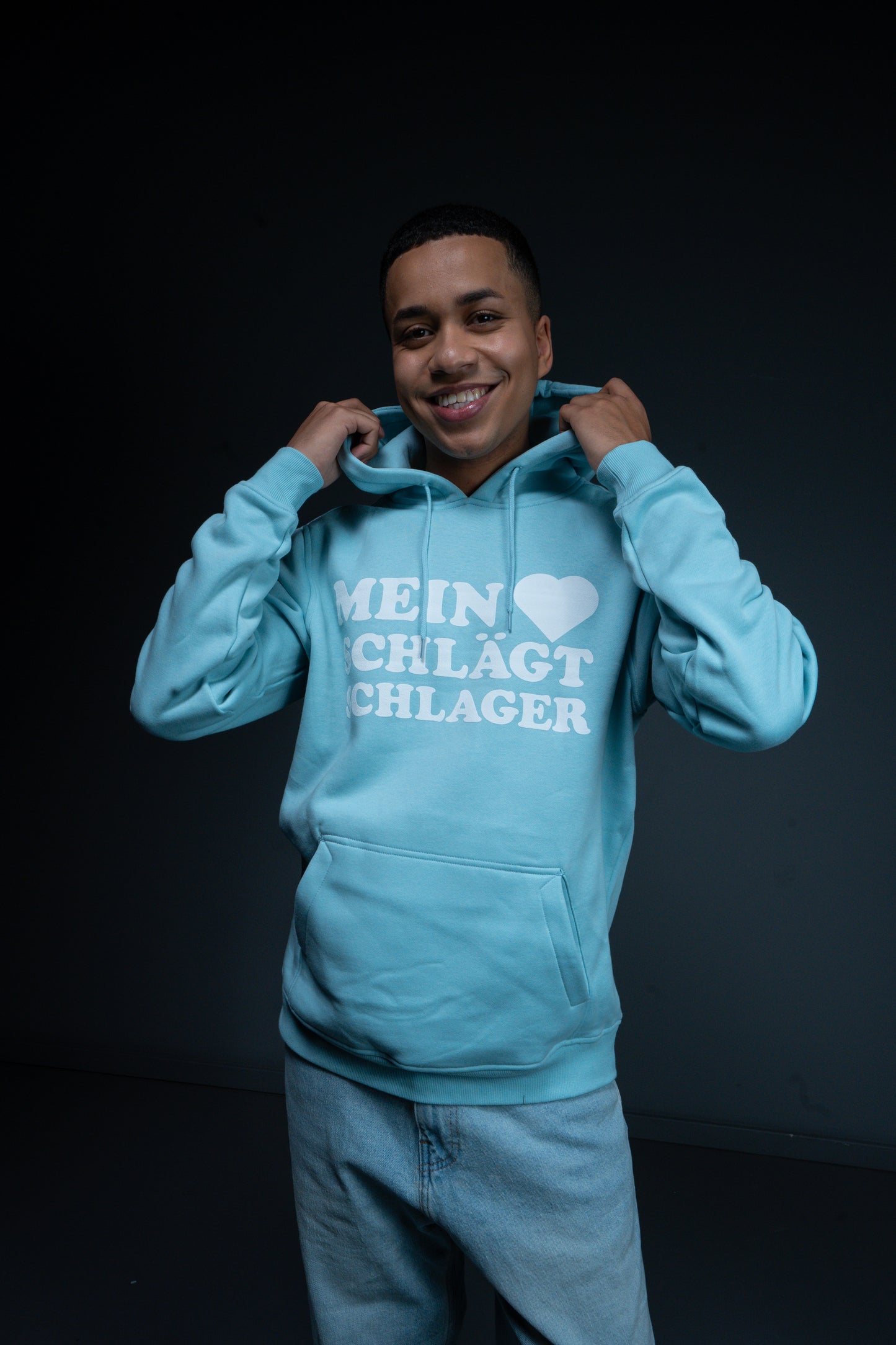 Schlager Logo Hoodie Blau mit großem Logo