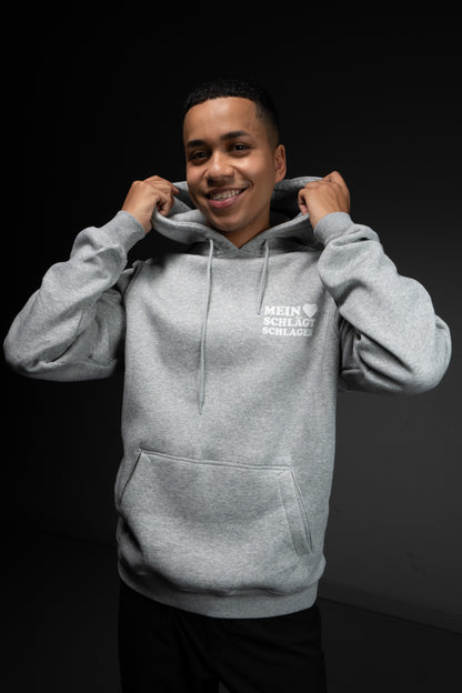 Schlager Logo Hoodie Hellgrau mit kleinem Logo