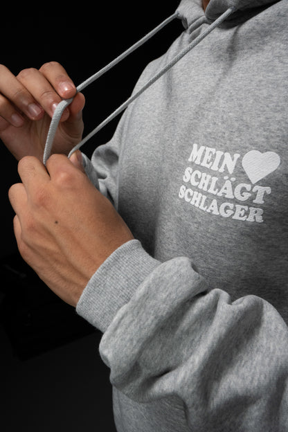 Schlager Logo Hoodie Hellgrau mit kleinem Logo