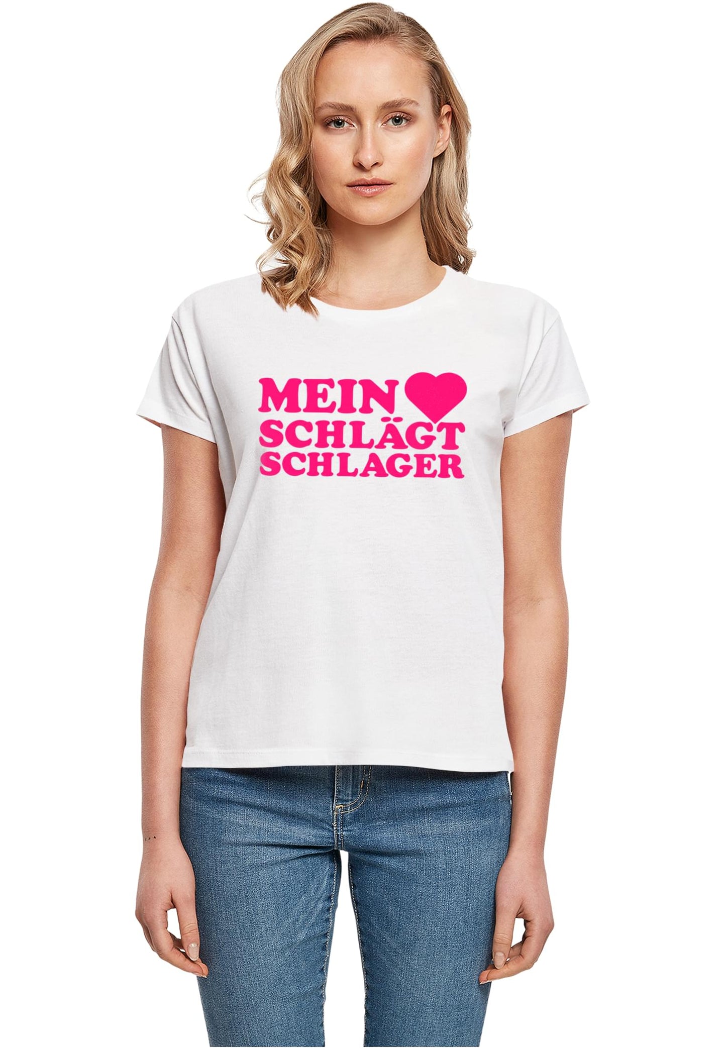 Ladies MHSS Logo Pink T-Shirt White