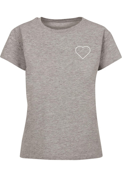 Ladies MHSS Herz Weiß 2 T-Shirt Heather Grey