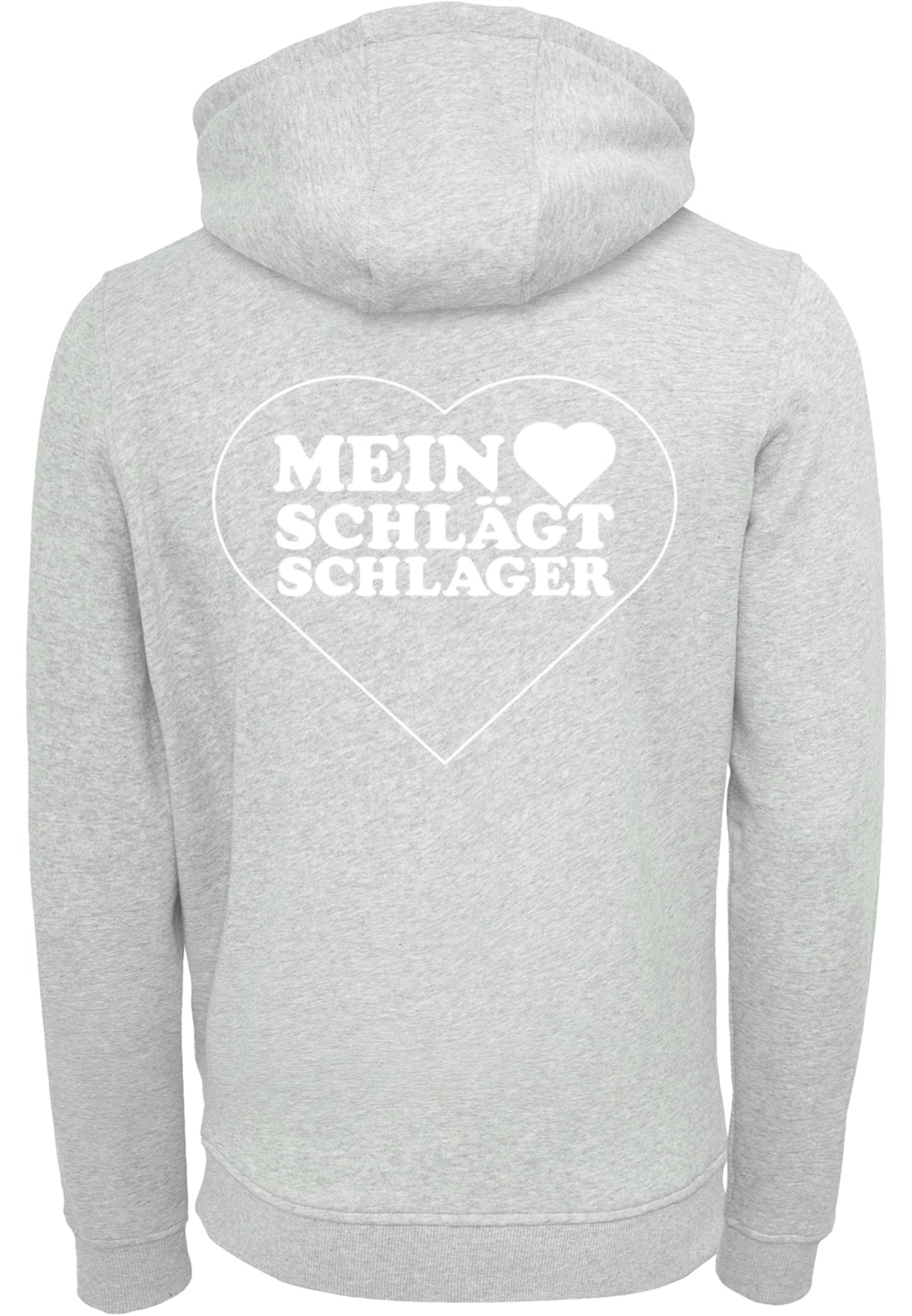 Schlager Herz Hoodie Grau mit Rückenprint
