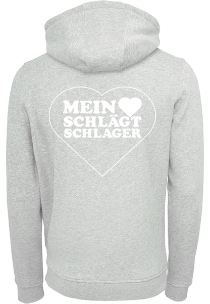 Schlager Herz Hoodie Grau mit Rückenprint